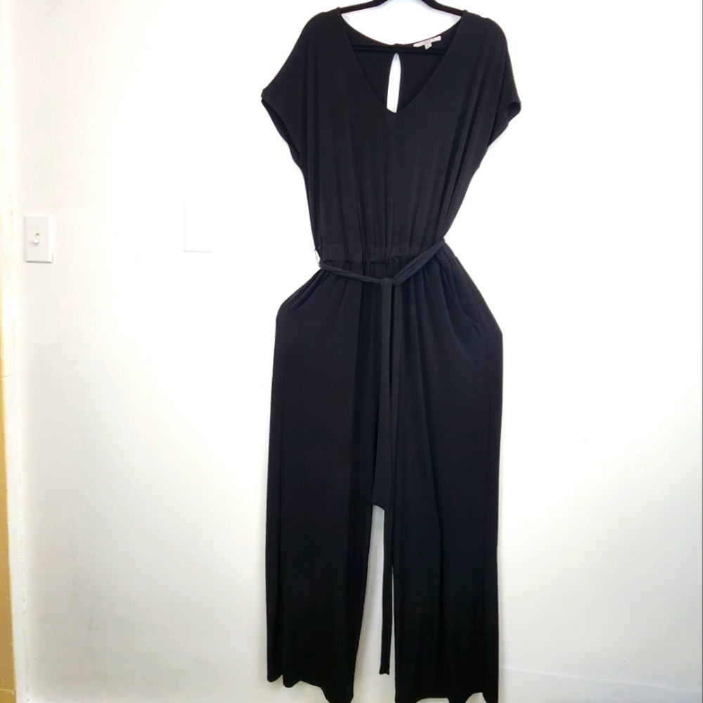 Black jumpsuit pants by Nouvida size large polyester knit